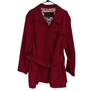 Women's Red Trench Coat w/Belt and Zippered Pockets (26/28)